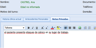 Notas Privadas - Historia Clinica RAS Salud